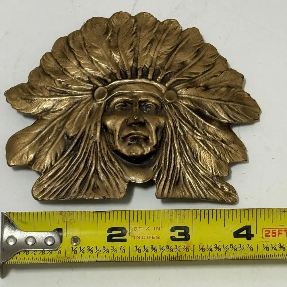 BLACKINTON Indian Head Chief Vtg Antique Art Deco Belt Buckle Gold Tone Bronze